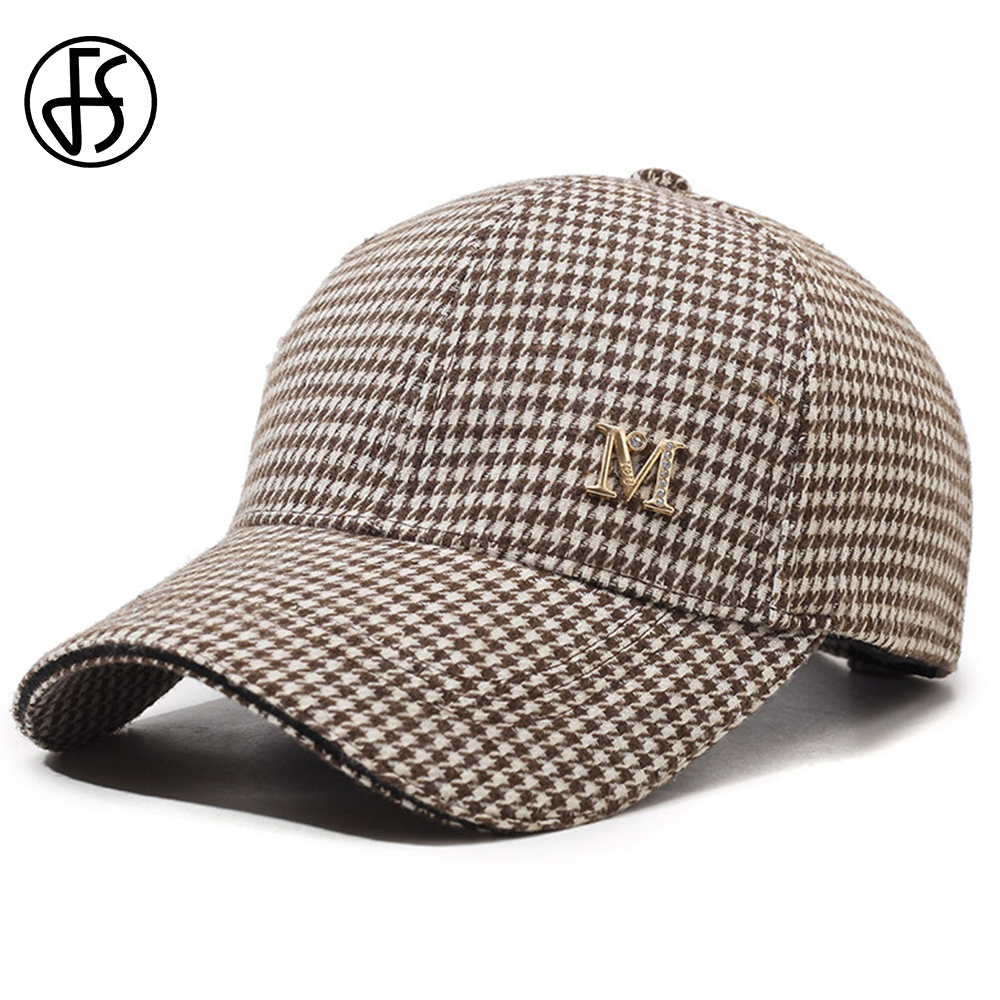 Baseball Cap Structured - FS Vintage Brown Plaid Baseball Cap