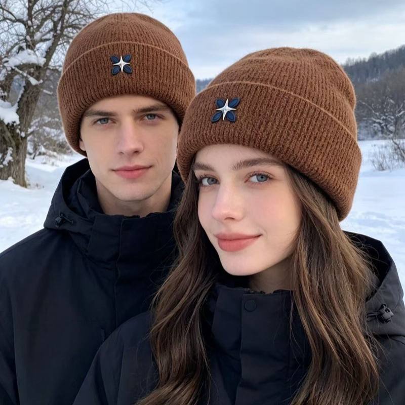 Beanie Cuffed Knit - Unisex Oversized Slouchy Fit Star Metal