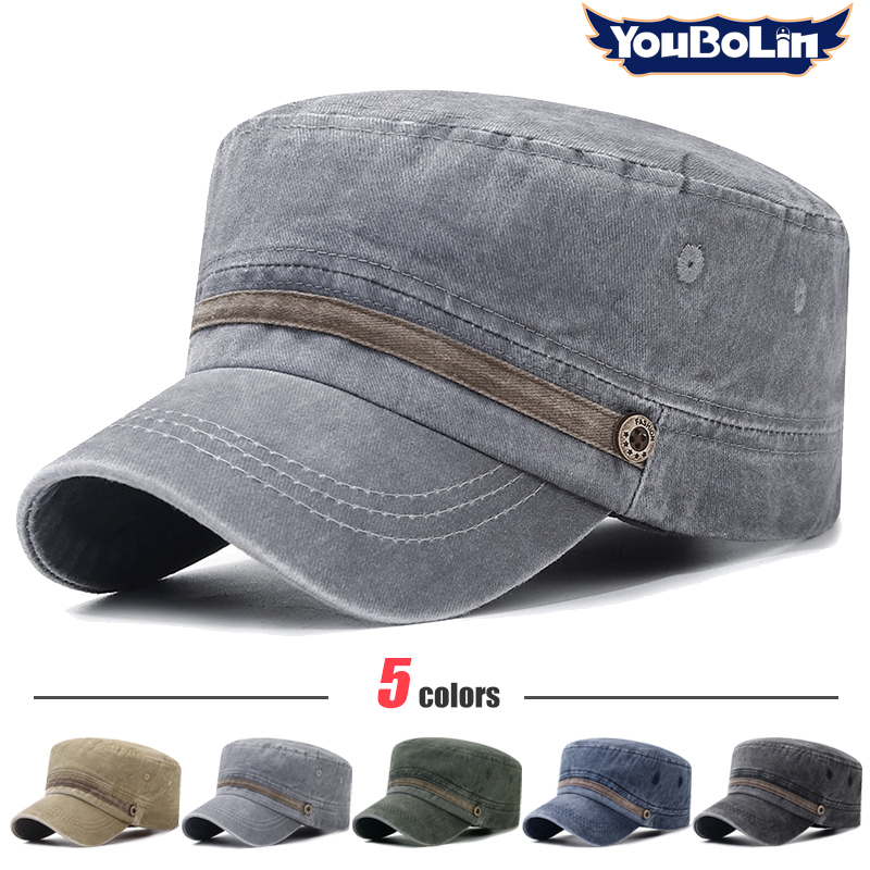 Snapback Hat Flat - Washed hat, old cotton flat hat,
