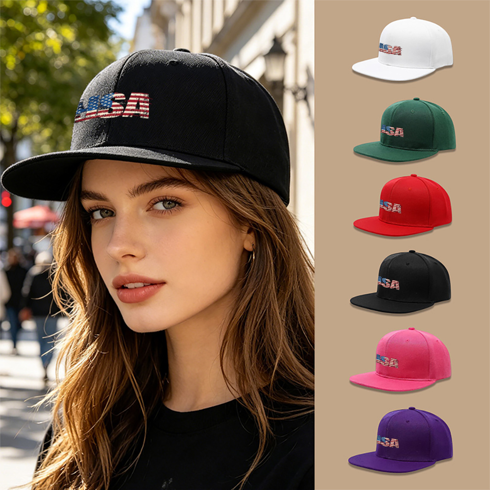 Snapback Hat Flat - 1PC USA Flag Embroidered Snapback Hat