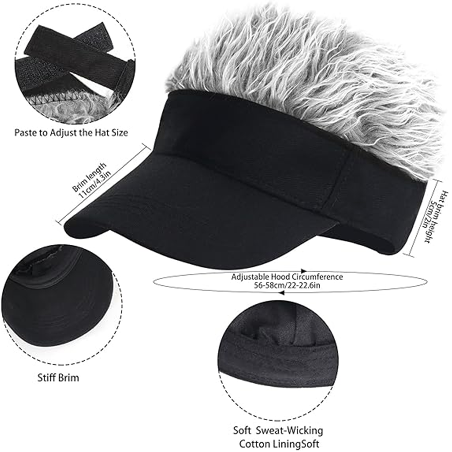 Men's Visor with Hair Fake Hai - Visor Sun Hat recensie en prijs