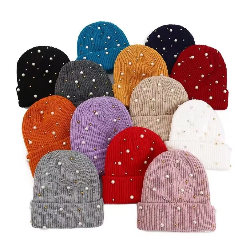 Women's Winter Faux Pearl Embe - Beanie Cuffed Knit recensie en prijs