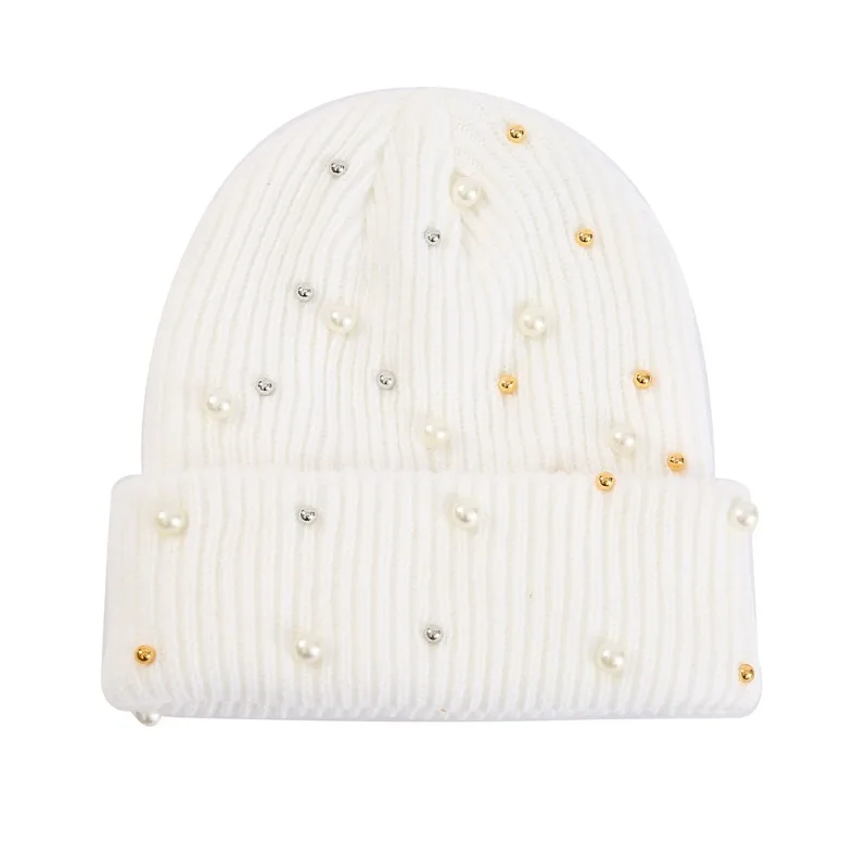 Women's Winter Faux Pearl Embe - Beanie Cuffed Knit recensie en prijs