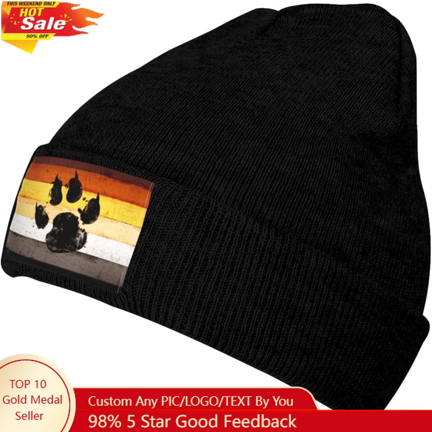 Gay Flag Bear paw LGBT Knit Be - Beanie Cuffed Knit recensie en prijs